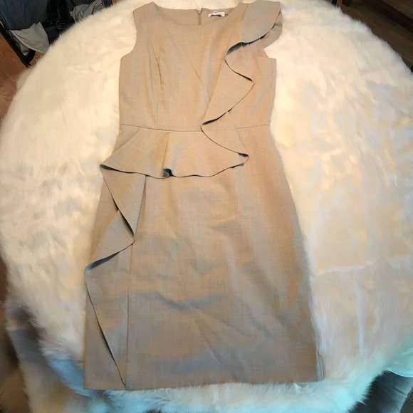 Calvin Klein Beige Ruffle Dress - Picture 2 of 5